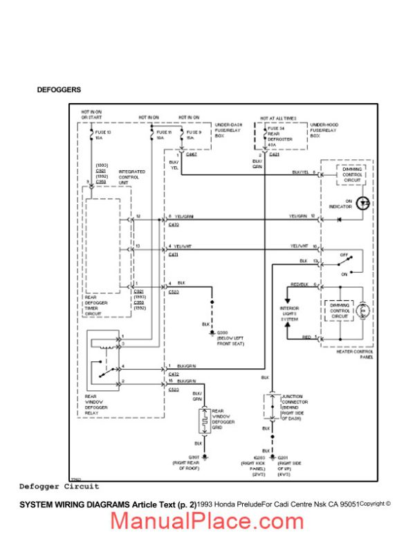 honda prelude 1993 system wiring diagrams page 2