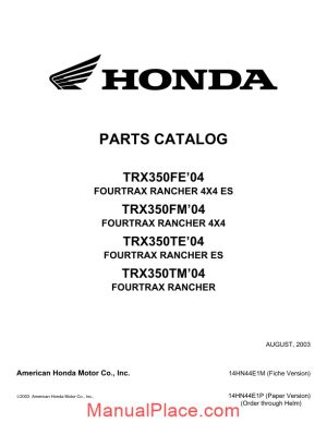 honda trx 350 parts catalog 2003 page 1