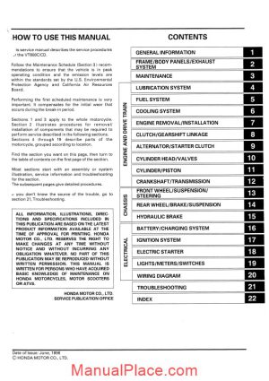 honda vt600c vt600cd 97 01 service manual page 1