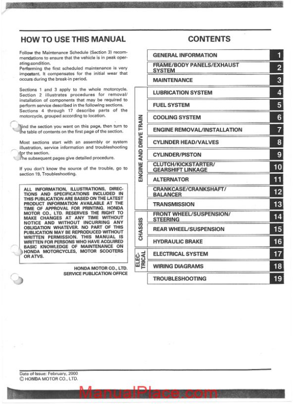 honda xr650r service manual page 2