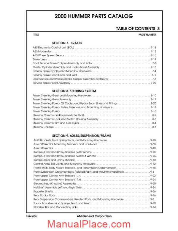 hummer 1999 2000 parts catalog page 4