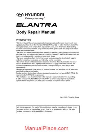 huyndai elantra hd body repair manual page 1