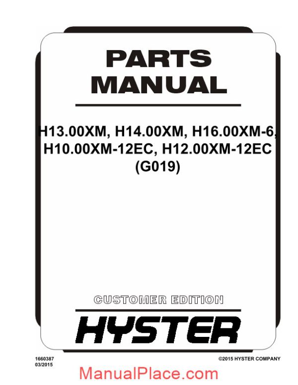 hyster forklift h13 00xm h16 00xm parts manual page 1