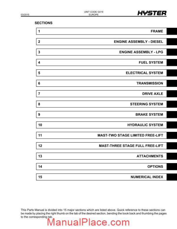 hyster forklift h13 00xm h16 00xm parts manual page 3