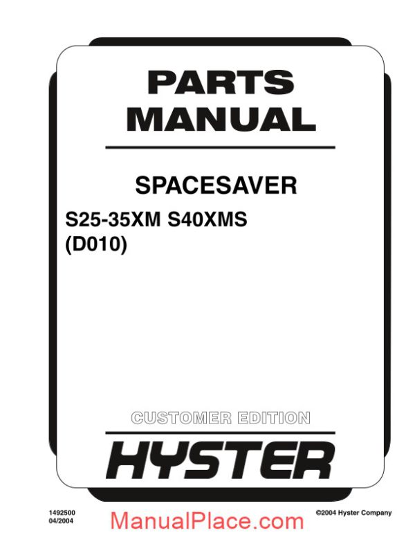 hyster spacesaver s25 35xm s40xms parts manual page 1