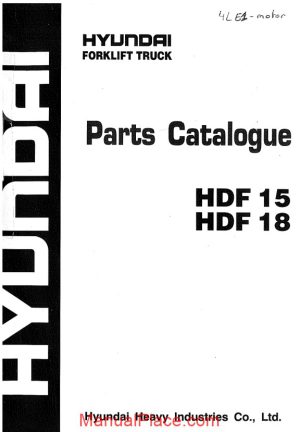 hyundai forklift truck hdf15 18 parts catalogue page 1