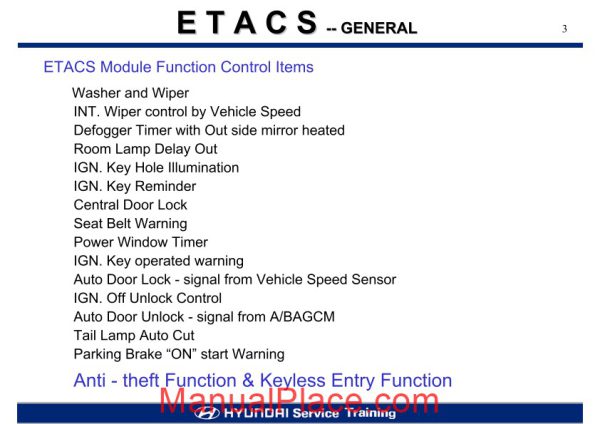 hyundai service training etacs electronic time alarm control system page 3