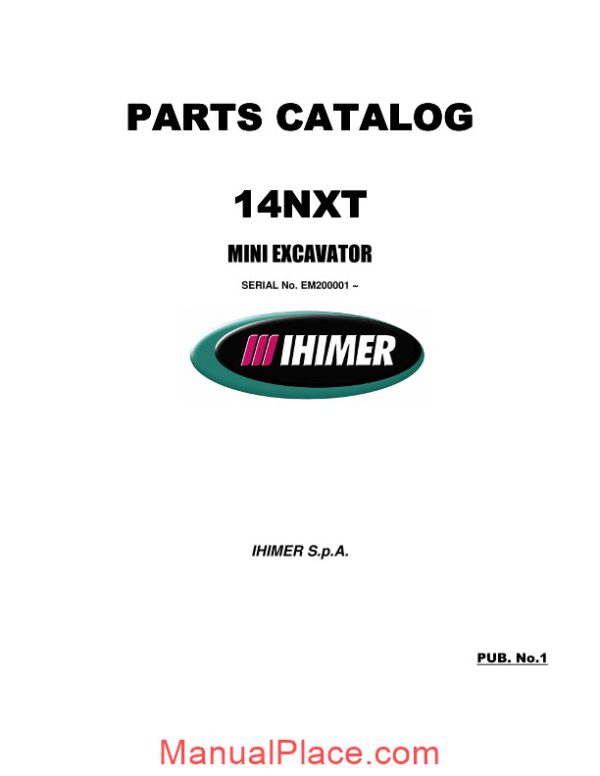 ihi mini excavator 14nxt parts catalog page 1