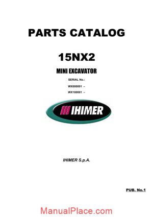 ihi mini excavator 15nx2 r00 parts catalog page 1