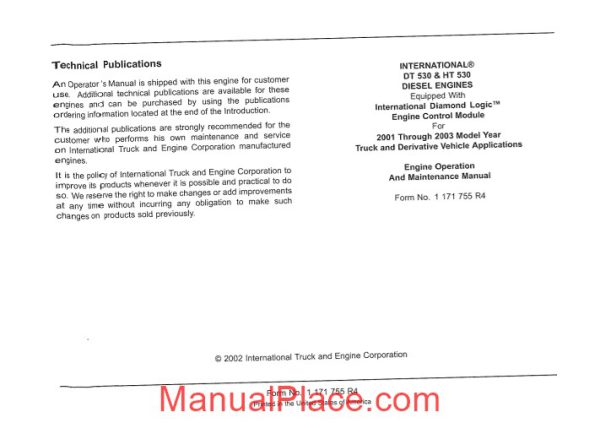 international engine operation service and maintenance manual dt530 page 2