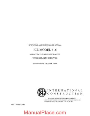 international operating and maintenance manual ice model 416 page 1