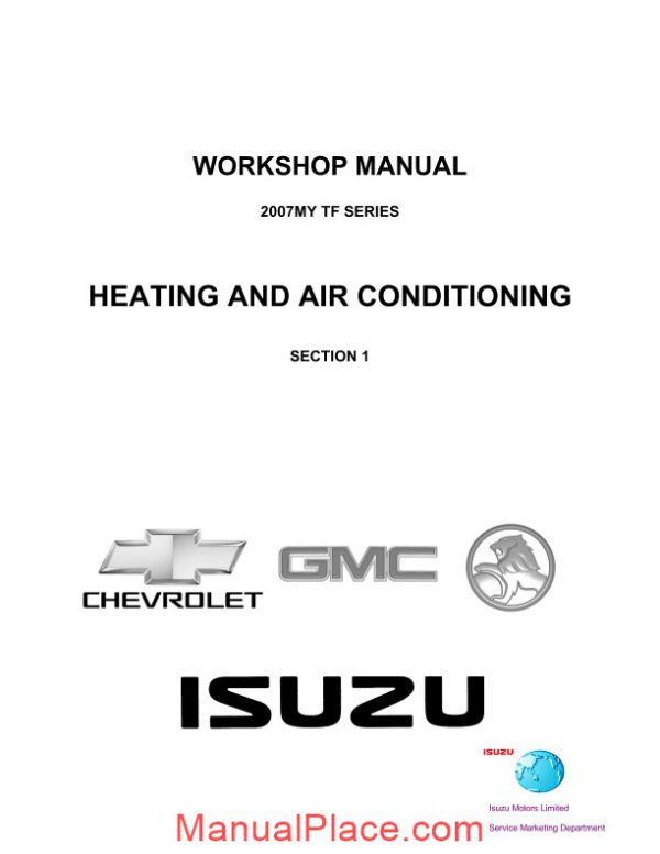 isuzu 2007 my tf series heating and air conditioning workshop manual page 1