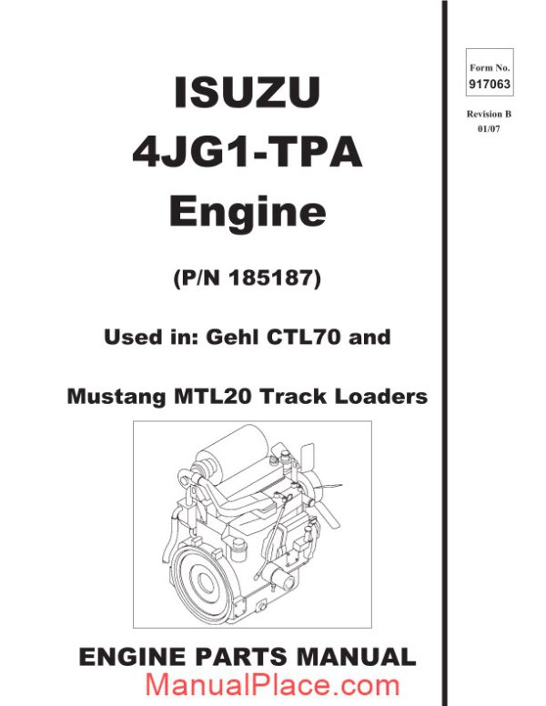 isuzu 4jg1 ctl70 compact track loader tpa engine parts manual 917063b page 1