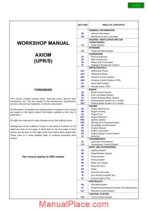 isuzu axiom 2002 workshop manual page 1