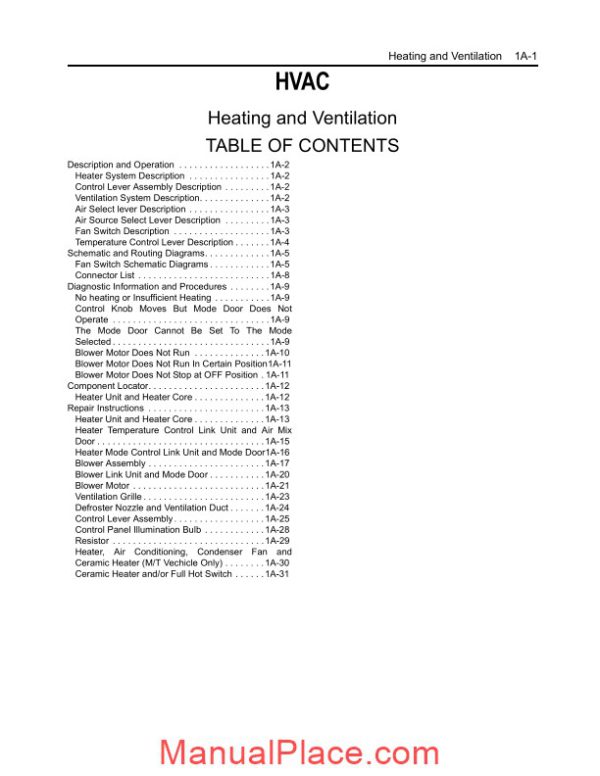 isuzu engine heating and ventilation page 1