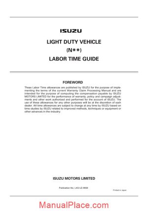 isuzu light duty vehicle labor time guide page 1