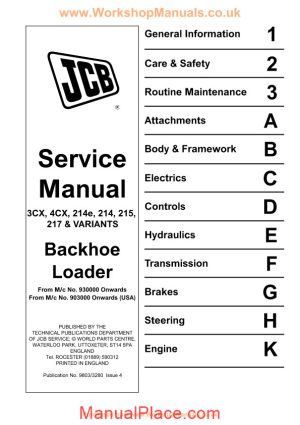 jcb backhoe loader 3cx 4cx service manual page 1