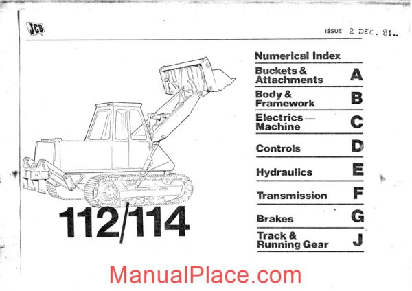 jcb old 112 114 parts catalogue page 2