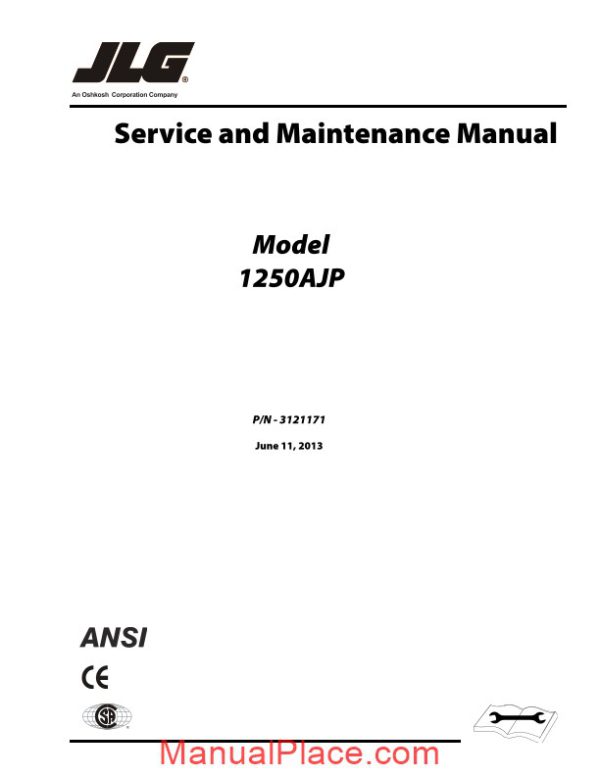 jlg 1250ajp boom lift service and maintenance manual page 1