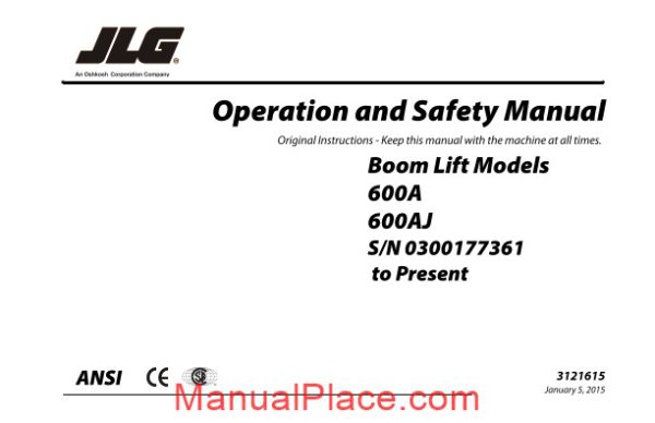 jlg 600a 600aj operation safety manual page 1