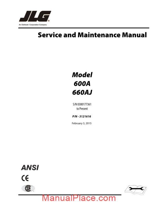 jlg 600a 600aj service and maintenance manual page 1