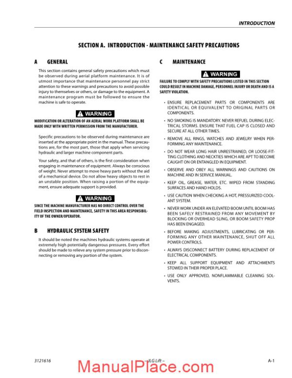 jlg 600a 600aj service and maintenance manual page 3