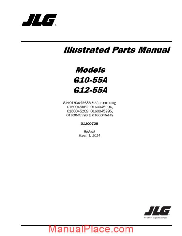 jlg g10 55a sn 0160045636 after telehandler parts manual page 1