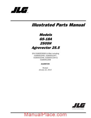 jlg g5 18a 2505h telehandler parts manual page 1