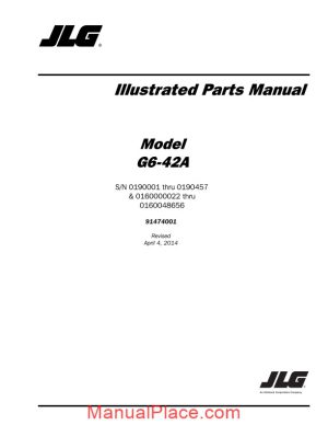 jlg g6 42a sn 0190001 thru 0190457 telehandler parts manual page 1