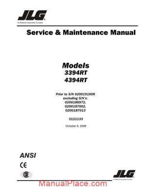 jlg service and maintenance manual 3394rt 4394rt page 1