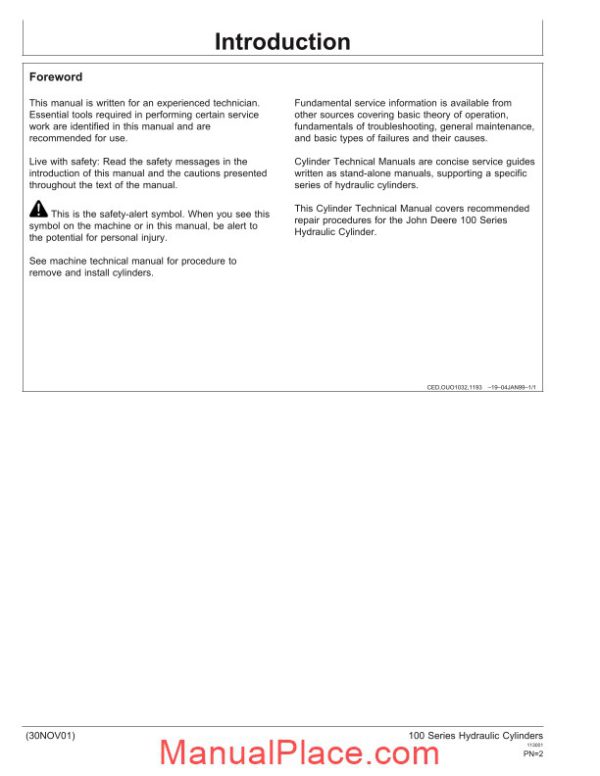 john deere 100 series hydraulic cylinders technical manual page 2