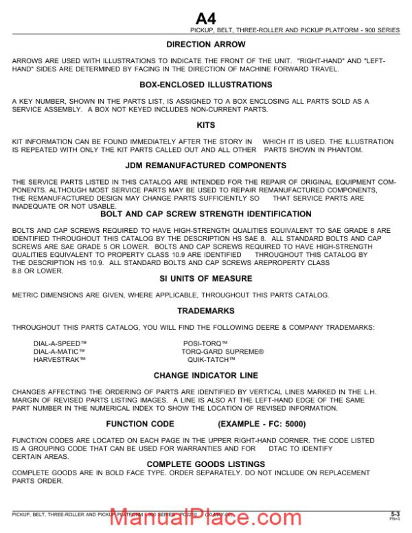 john deere 132 belt pickup with platform parts catalog page 3