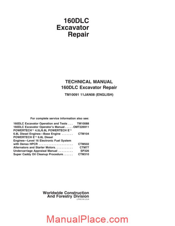 john deere 160dlc repair manual page 1