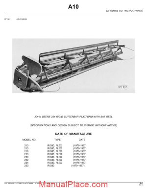 john deere 224 rigid cutterbar platform parts catalog page 1