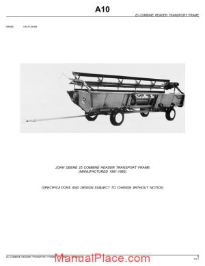 john deere 25 combine header transport frame parts catalog page 1