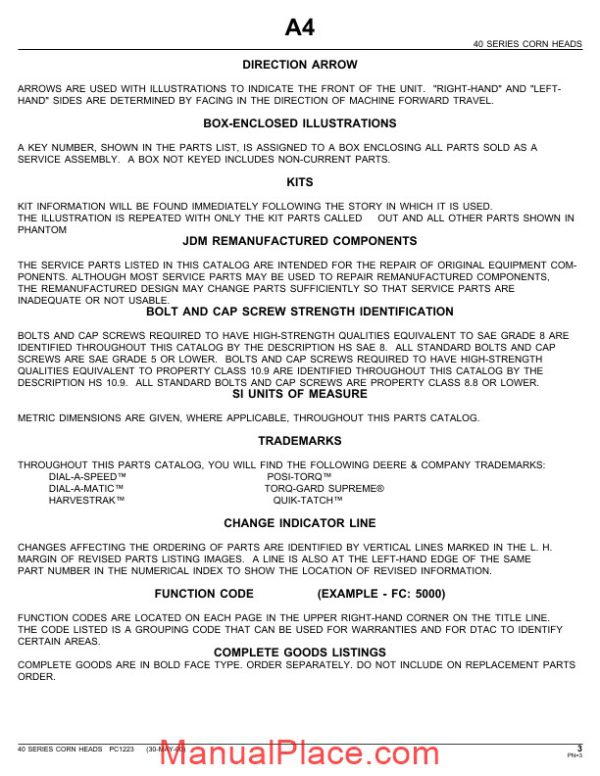 john deere 643 corn head parts catalog page 3