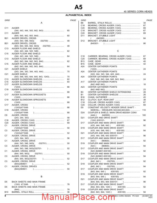 john deere 643 corn head parts catalog page 4