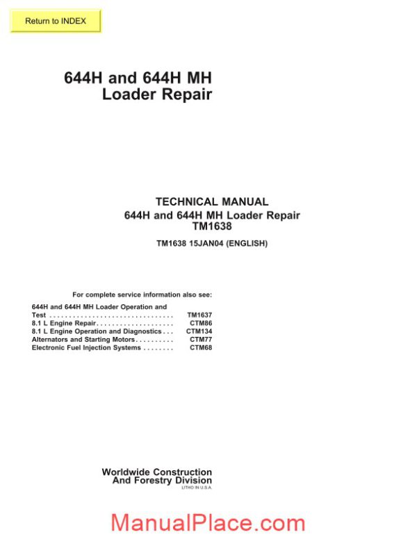 john deere 644h 644h mh repair manual page 1