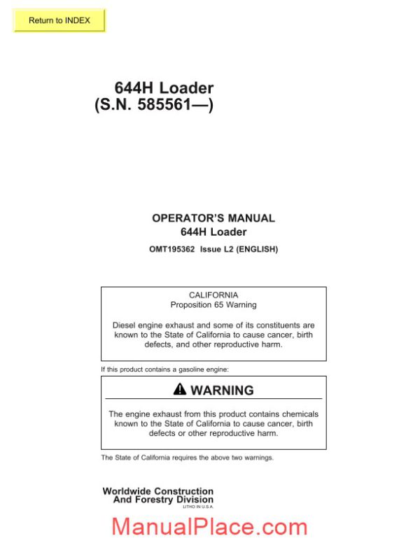 john deere 644h operator manual page 1