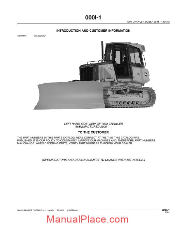 john deere 700j crawler dozer parts catalog page 3