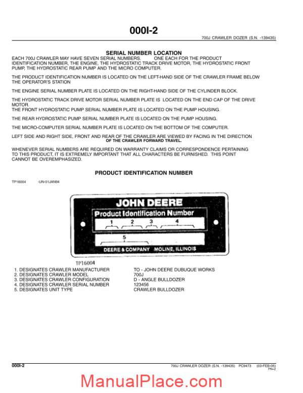 john deere 700j crawler dozer parts catalog page 4