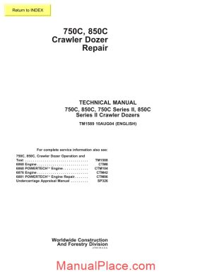 john deere 750c 850c crawler dozer technical manual page 1