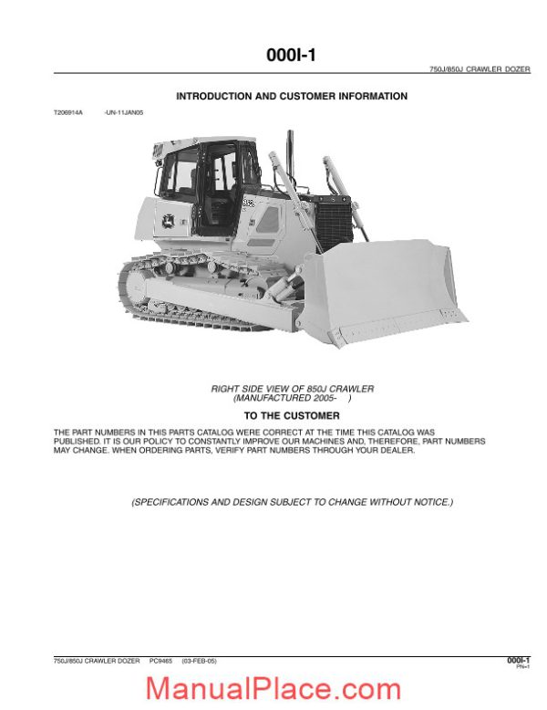 john deere 750j 850j crawler dozer parts catalog page 3