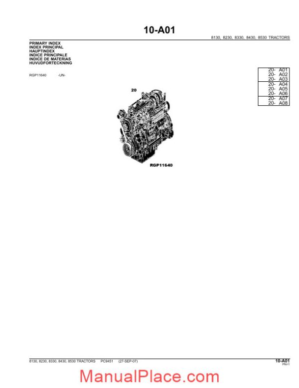 john deere 8130 8230 8330 8430 8530 tractor parts catalog page 3