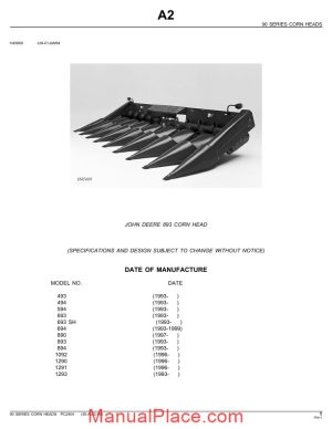 john deere 893 corn head parts catalog page 1