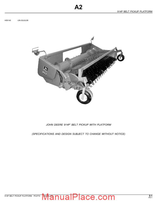 john deere 914p belt pickup with platform parts catalog page 1