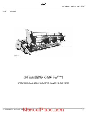 john deere 918 920 draper platforms parts catalog page 1