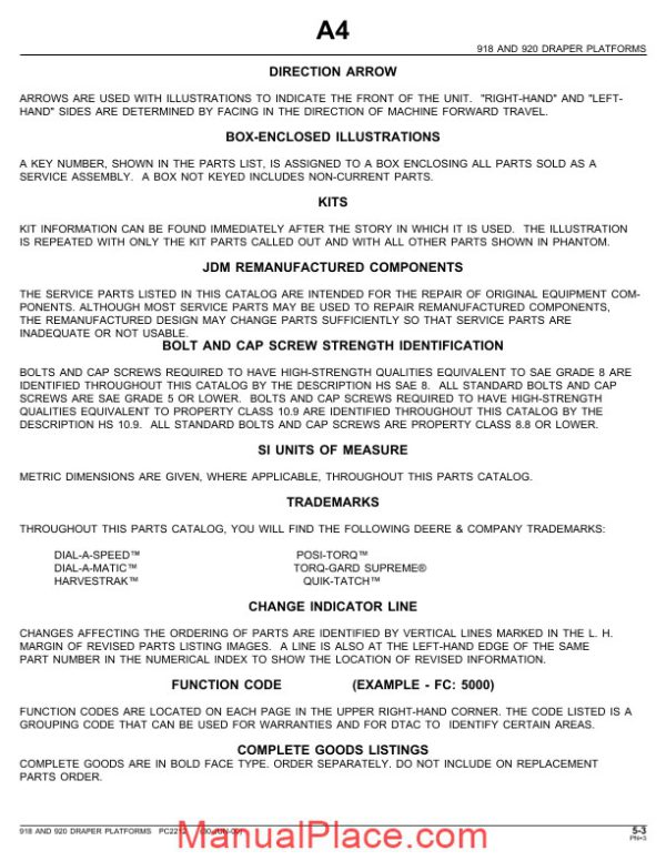 john deere 918 920 draper platforms parts catalog page 3