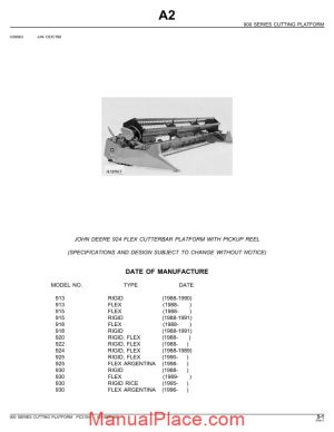 john deere 924 flex cutterbar platform with pickup reel parts catalog page 1