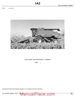 john deere 9400 maximizer combine parts book page 1